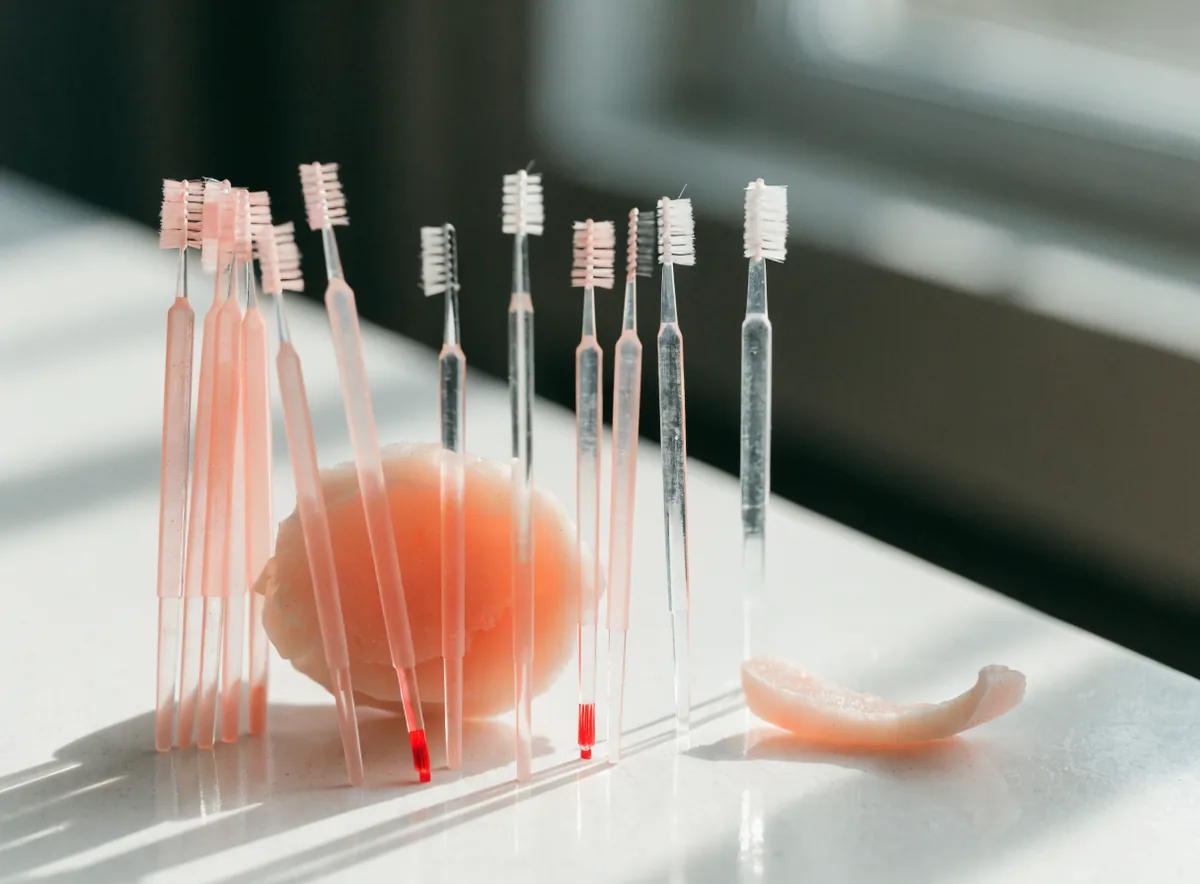 Orthodontic aftercare brushes and relief wax (illustrative)