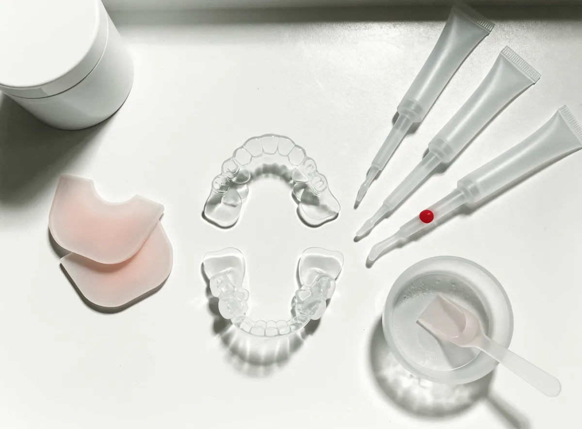 Teeth whitening trays and gel (illustrative)